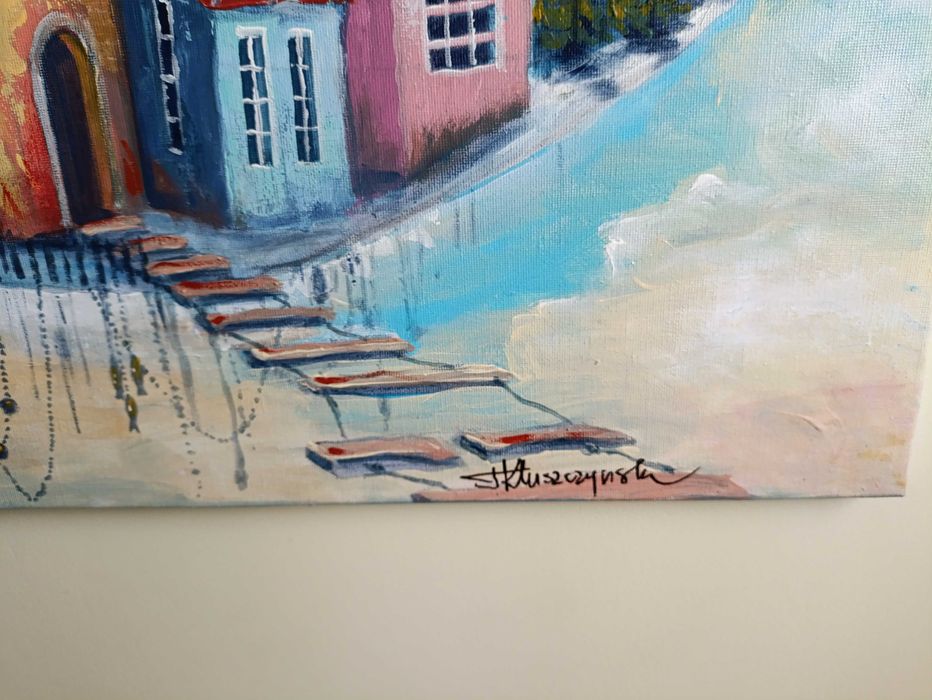 DUŻY obraz olejny na płótnie T. Kluszczyńska - Księżycowy azyl 60 x 80