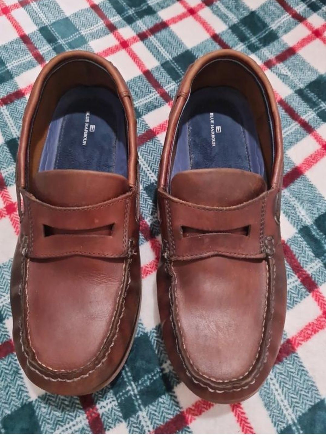 Чоловічі шкіряні туфлі мокасини топсайдери Marks&spencer blue harbor