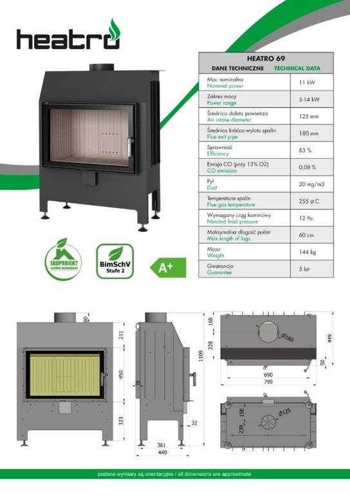 Wkład grzewczy Hajduk model Heatro 69