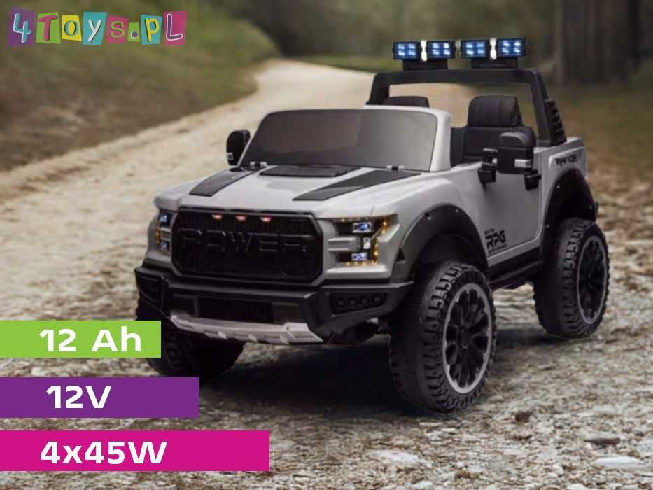 Samochód na akumulator Jeep Raptor F150 szary Pick-up 4x4 Mocny akku