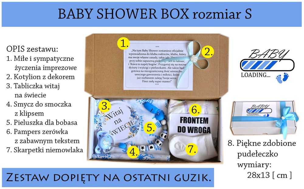 Piękny zestaw prezentowy na BABY SHOWER dla CHŁOPCA