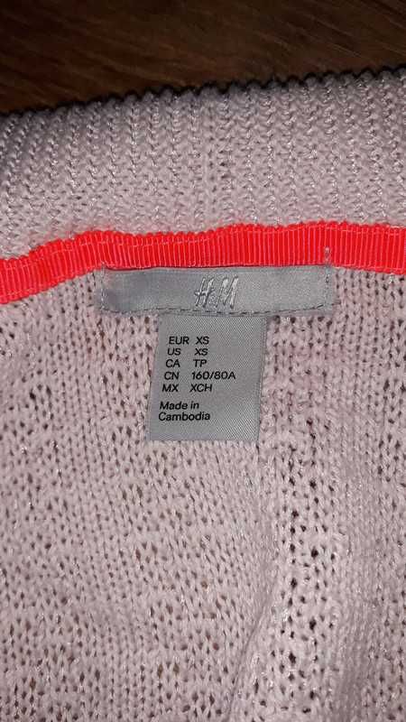 Bawełniany sweter H & M pudrowy róż