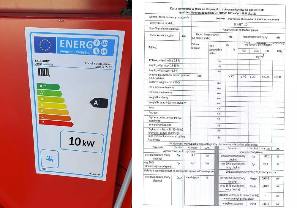 Kocioł SLIMET 10 kW na pellet  Lista ZUM Czyste Powietrze