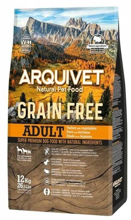 Karma dla psa bez glutenu Arquivet GRAIN FREE Indyk z warzywami 12 kg