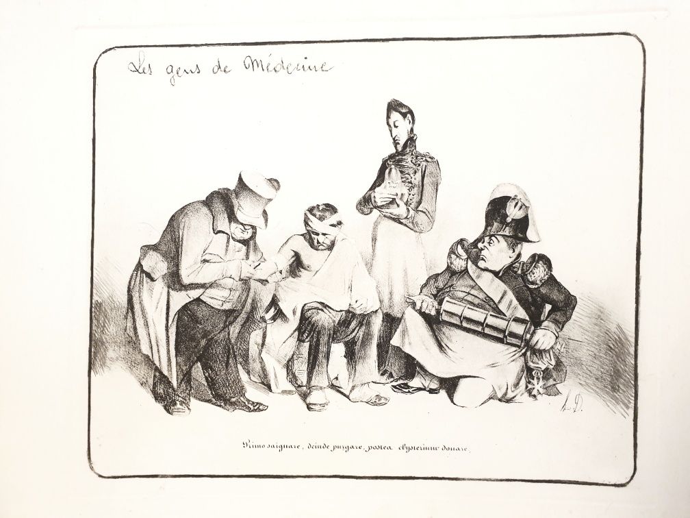 4 antigas gravuras Honore Daumier - les gens de medecine