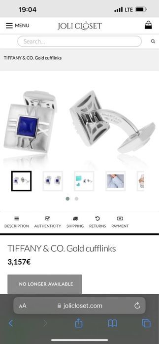 Запонки Tiffany Оригинал золото 750 с лазуритом