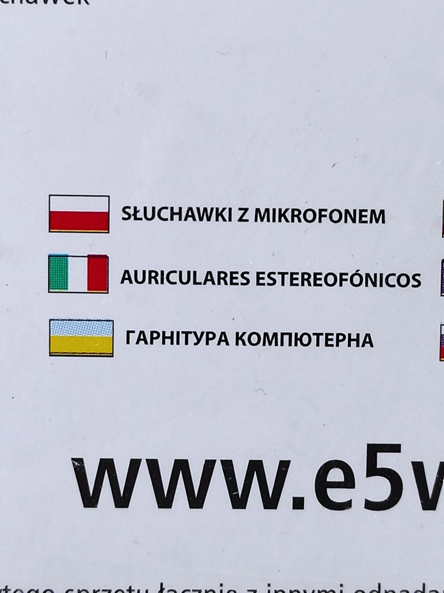 Słuchawki z mikrofonem E5 Auro nowe