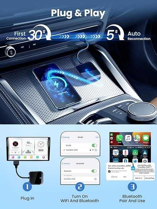 Bezprzewodowy adapter CarPlay Android smart obsługa telefonu z tableta