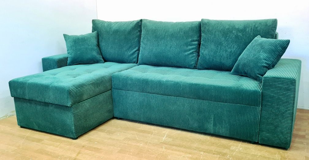 Nowy Narożnik sprężyny automat sztruks welur plusz kanapa sofa rogówka