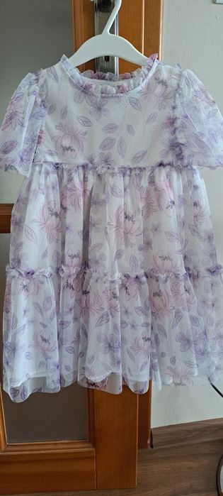 Sukienka 110 biała różowa fioletowa