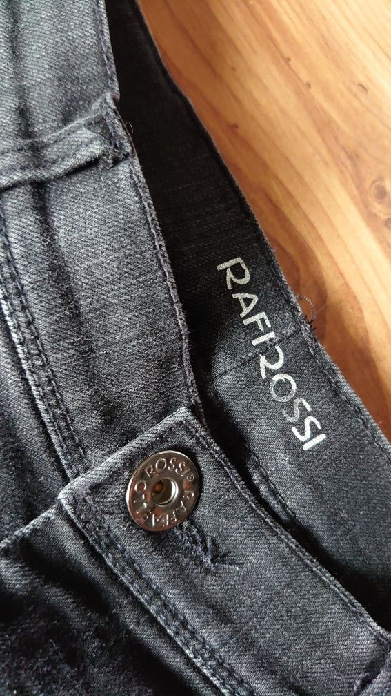 Raffaello Rossi spodnie jeansy damskie czarne grafit rozciągliwe 40