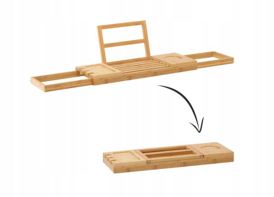 Bambusowa Półka Na Wannę Łazienkowy Organizer Regulowana Taca