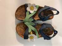 granatowe sandałki z kwiatkami NEXT roz. 12 -