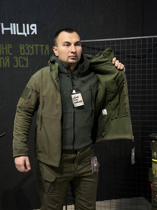 Костюм на флисе олива софтшел тактическая куртка и штаны военная форма