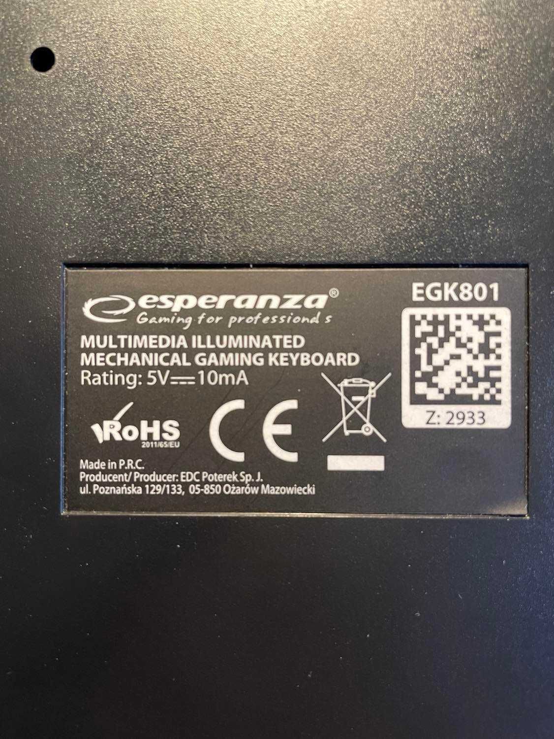Klawiatura Mechaniczna Esperanza Vortex KX801