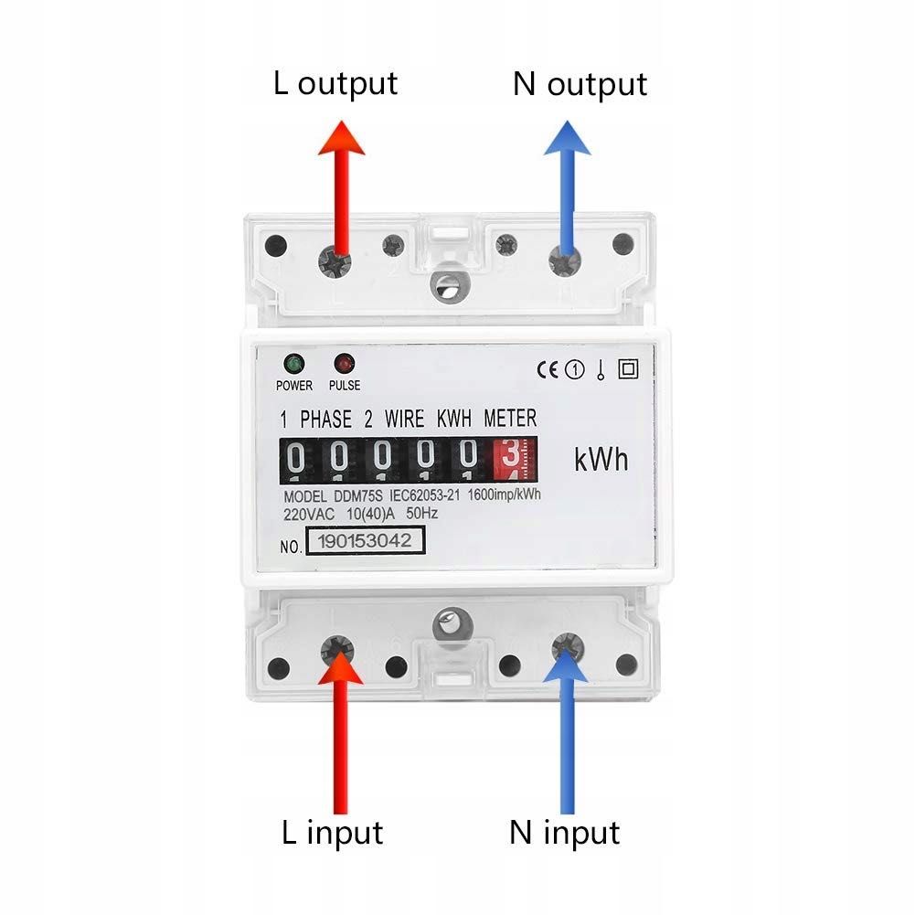 Cyfrowy licznik energii elektrycznej, 1-fazowy, AC 220 V/230 V, 10-40