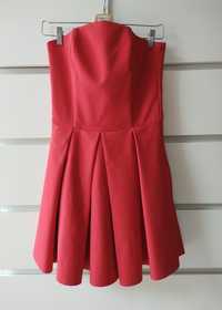 Czerwona sukienka z gorsetem. Sylwester. Wesele