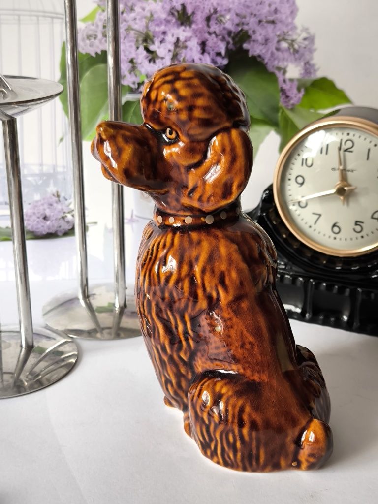 Figurka pies pudel PRL piękny stary porcelit