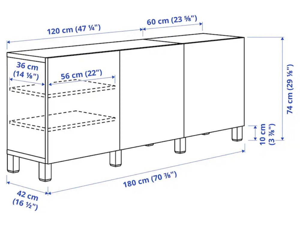 Aparador Ikea branco com tampo de vidro