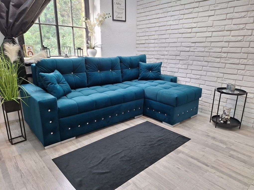 Narożnik Kleopatra glamour, sprężyny, welur