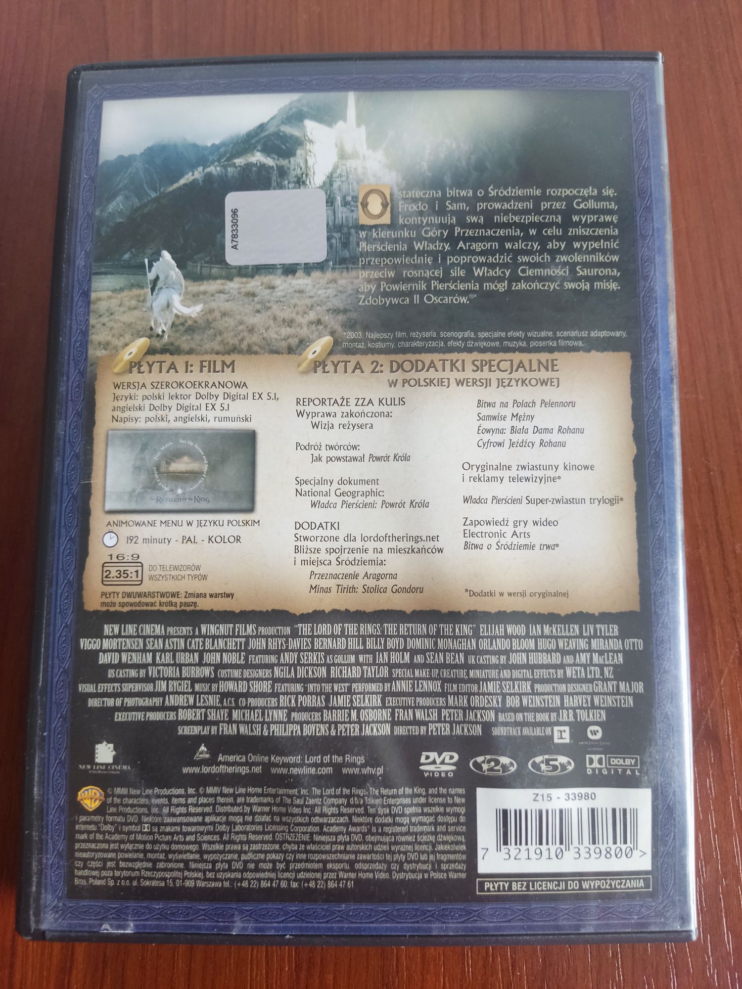 Władca pierścieni powrót króla film DVD