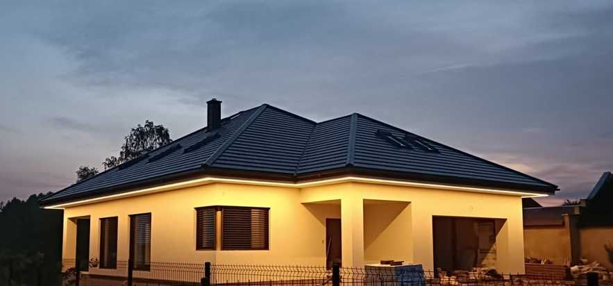 Nowoczesna Podbitka i Elewacja LINIA LED Światła Design Super Dom