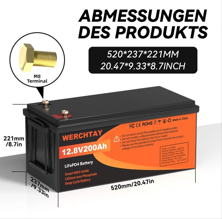 Німеччина! У Наявност Акумулятор LiFePo4 12V 100Ah BMS Акб аккумулятор