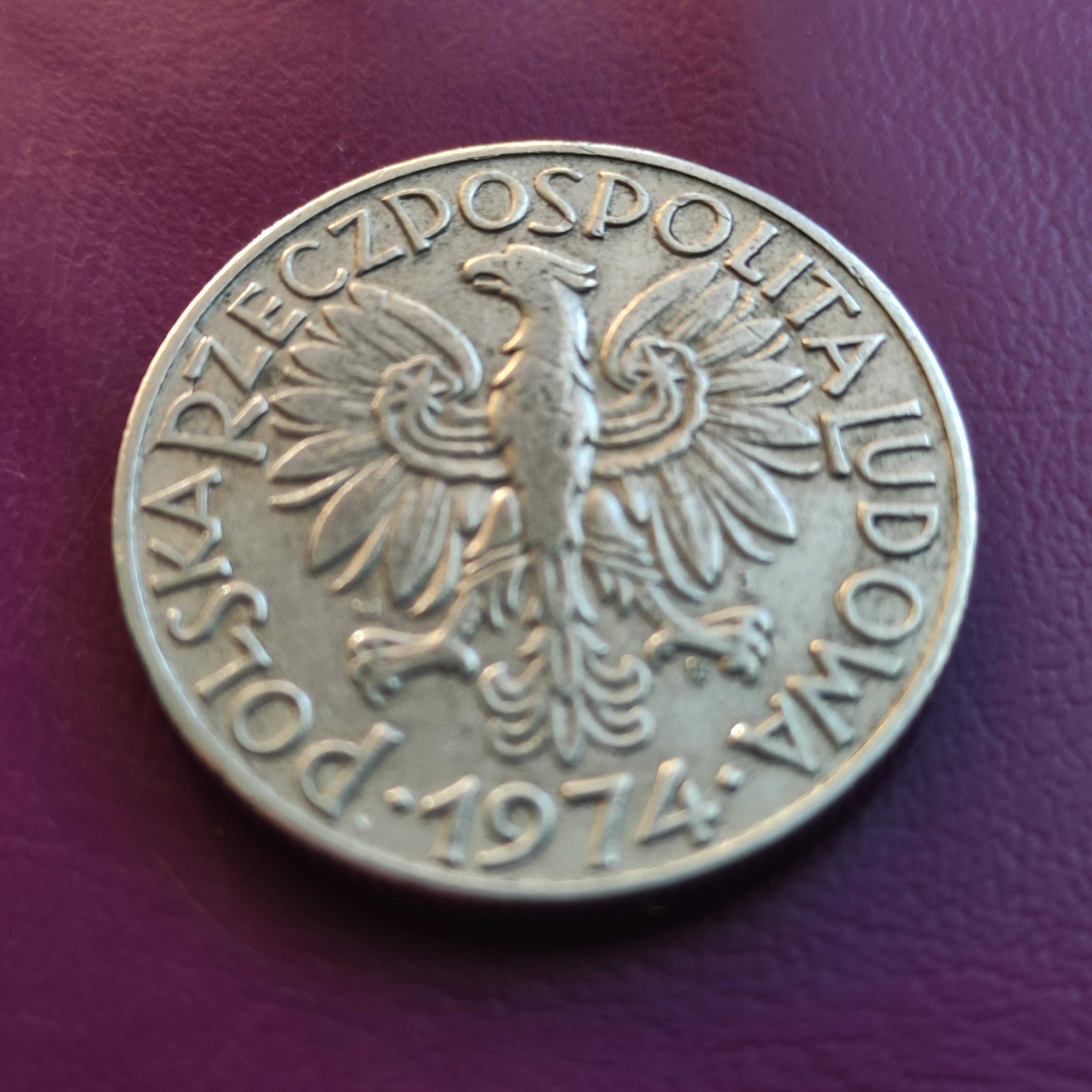 Moneta PRL-u 5 ZŁOTYCH 1974 - RYBAK - Ładna !