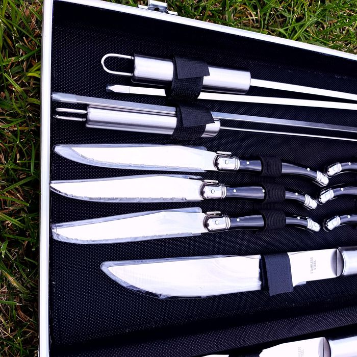 Zestaw do grilla BBQ 16 el. stal nierdzewna w aluminiowej walizce