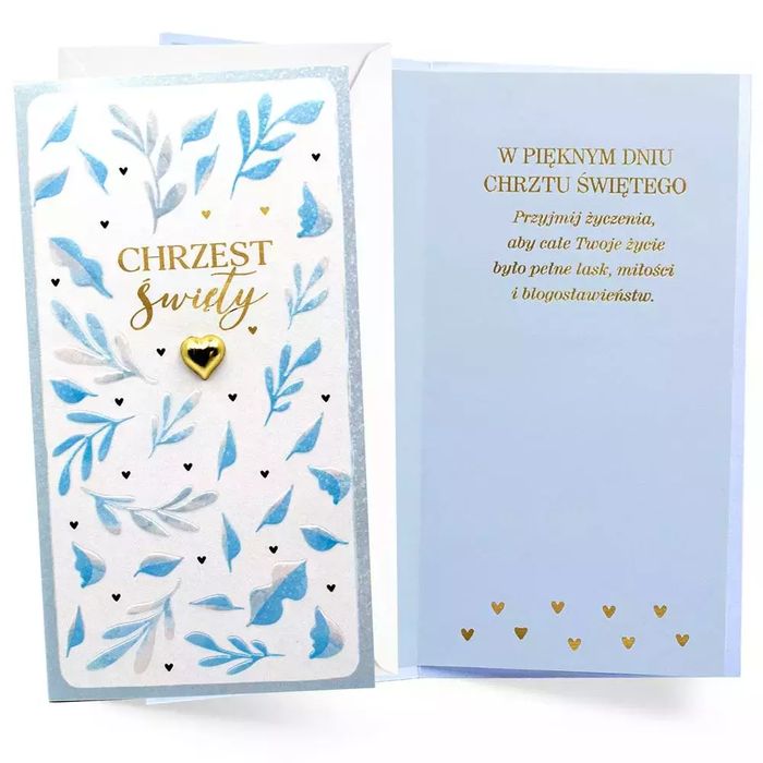 Karnet Chrzest niebieski. Kukartka