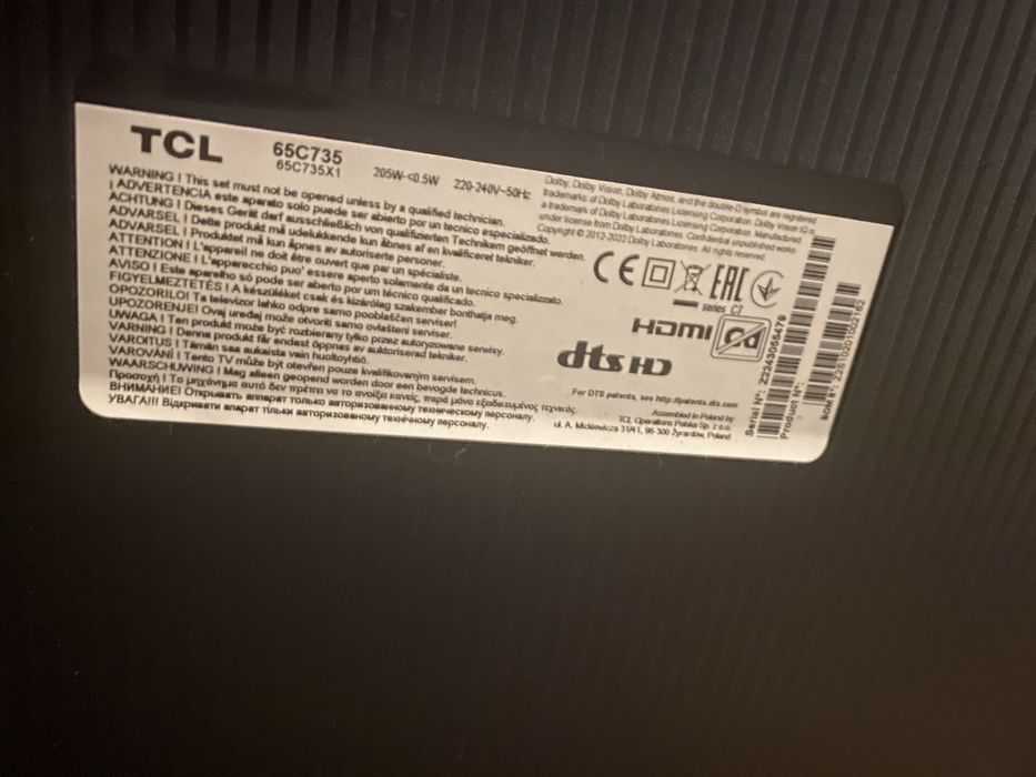 Telewizor TLC 65 cali QLED, UHD/4K 144 Hz