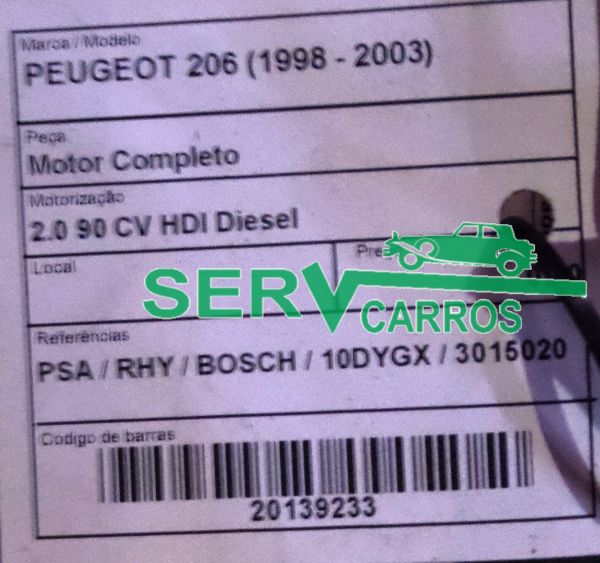 Motor completo PEUGEOT 206 (2A/C)