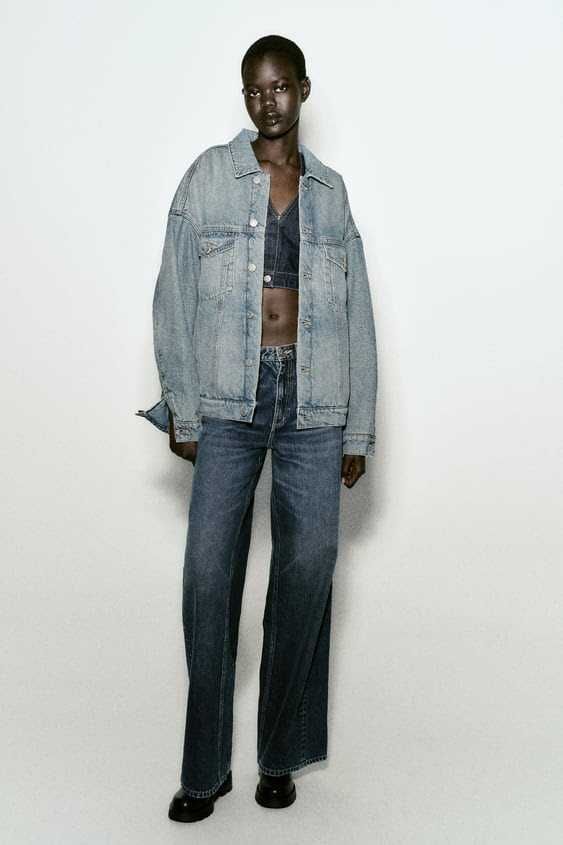 Утепленная джинсовая куртка оверсайз Zara, XS-S, M-L, XL-XXL, оригинал