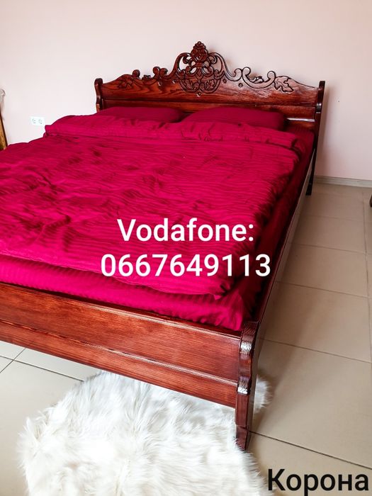 Ліжко дерев'яне,"Різьба Корона",ясен,двоспальне,160/200,140/200