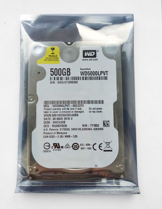 WD Blue 500GB LPVT (Новый, в упаковке) для ноутбука