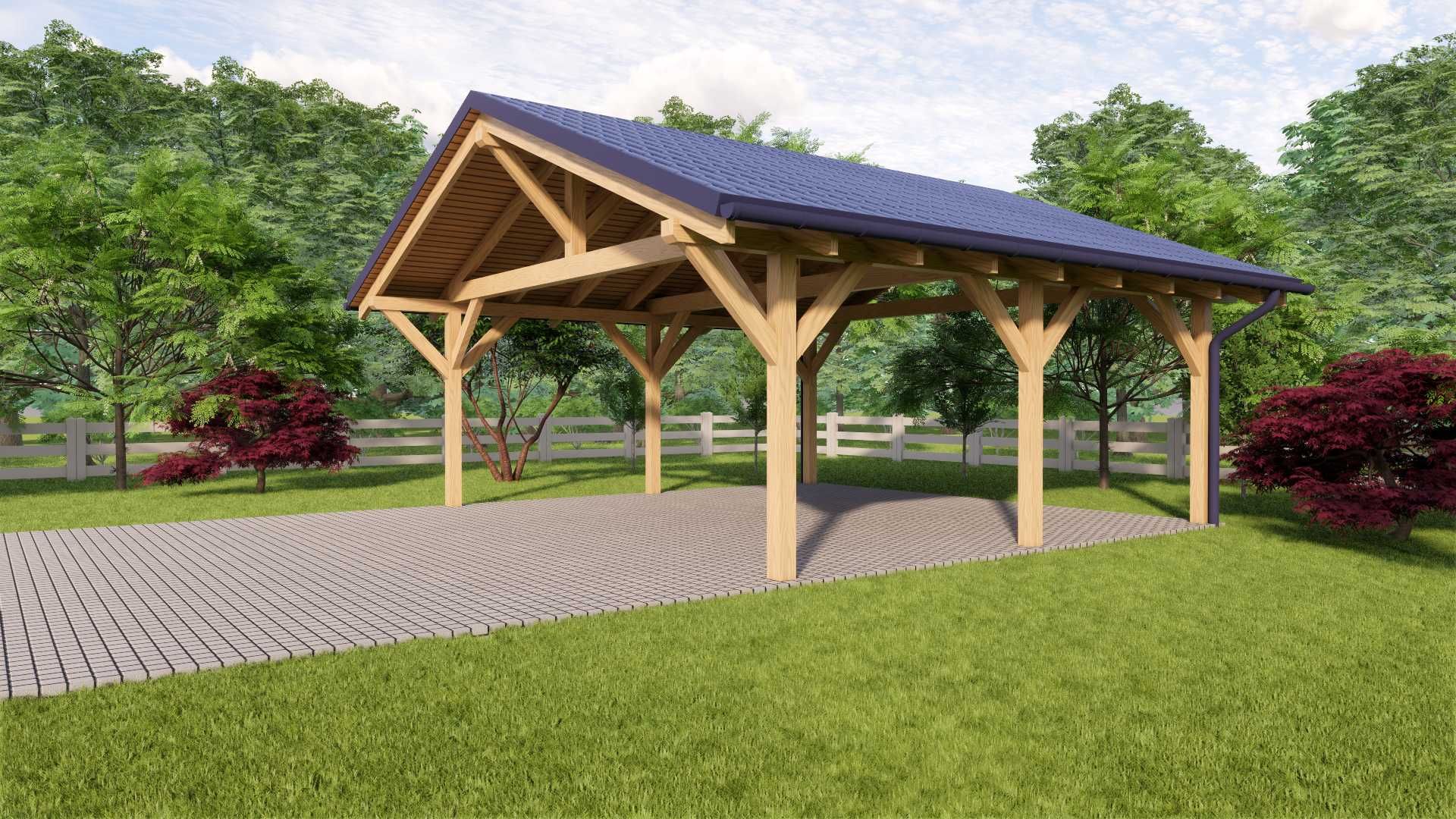 Konstrukcja wiaty dwuspadowej, Wiata samochodowa, Carport