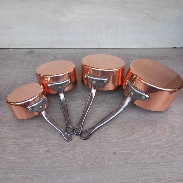 Miedziany garnek miedziany rondel komplet 4szt - grube dno