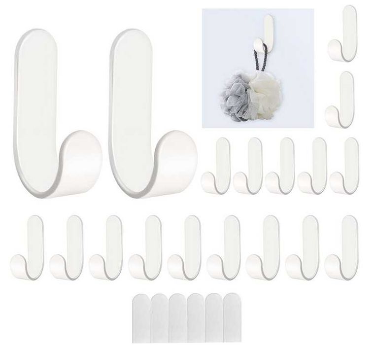 Haczyki samoprzylepne 17 sztuk białe AOROPS