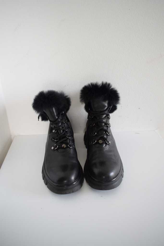 Eva Longoria botki buty skórzane czarne 39
