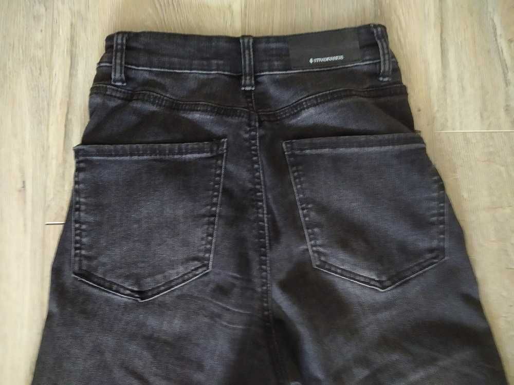SPODNIE jeansy czarne STRADIVARIUS dzwony dziewczęce młodzieżowe r. 34