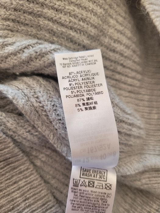 Szara sweterkowa sukienka z golfem długi sweter Miss Selfridge