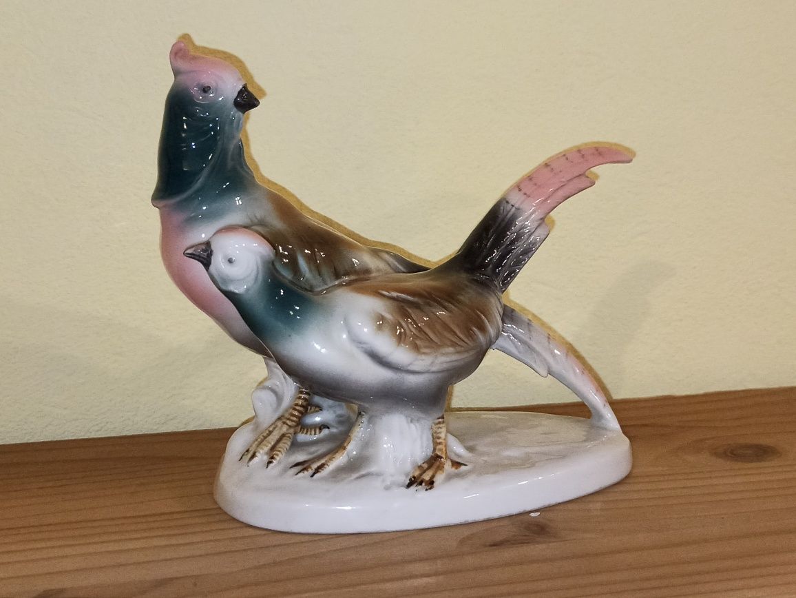 Porcelana TURYNGIA Figurka Bażantów Ptak Grzebiący