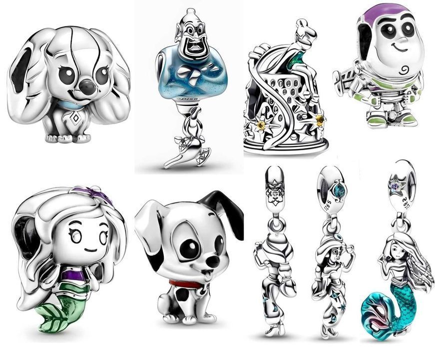 Charms przypinka do bransoletki Pandora srebro 925 Disney syrenka pies