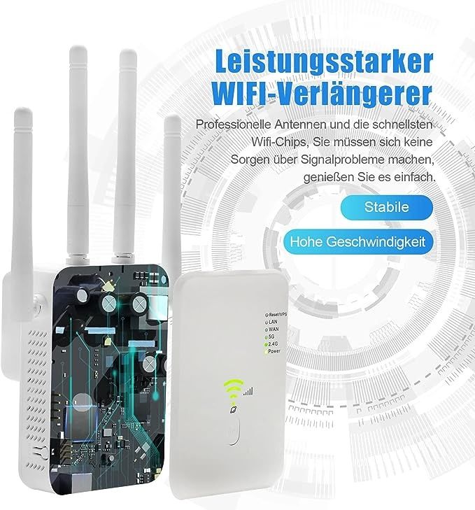 1200 Mbps wzmacniacz Wi-Fi Dual Band 5 GHz/2,4 GHz, wzmacniacz sygnału