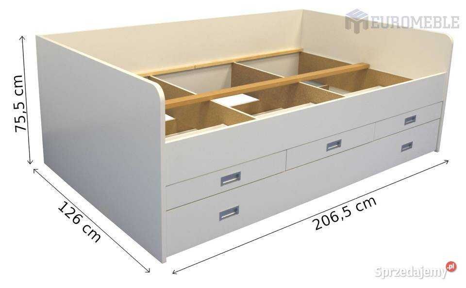 Łóżko podwójne drewnopodobne łóżka 120x200 biały
