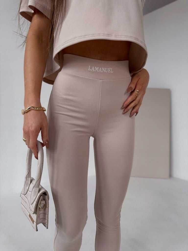La manuel dopasowane legginsy adore beżowe XS M
