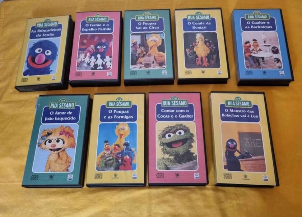 Cassetes VHS Antigas da Rua Sesamo