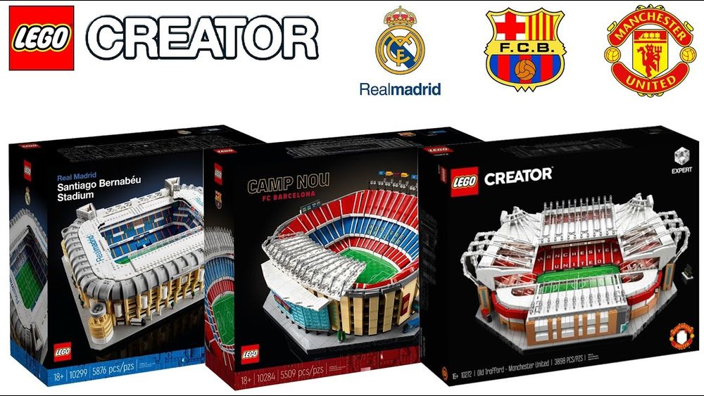 Lego Estádios- Barcelona, M United, Real Madrid