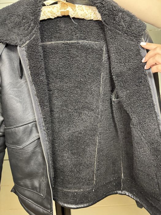 Дуже тепла чорна дублянка Авіатор (Куртка Пілот).