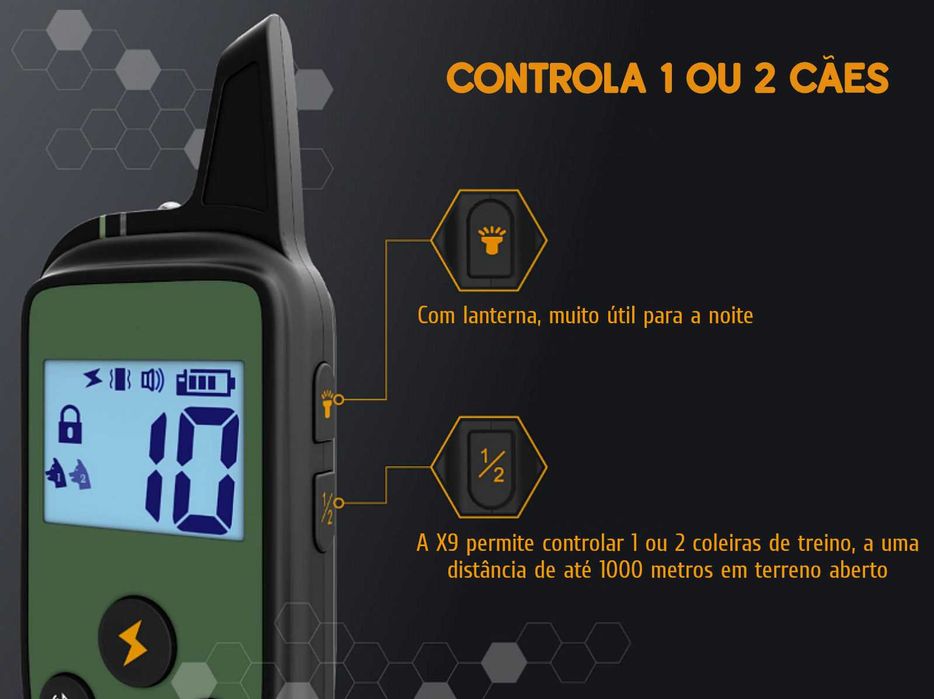 Coleira adestramento à distância para 2 cães alcance de 1000 metros